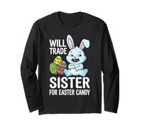 Scambierò la Sorella con Easter Candy Rabbit Bunny Easter Day Maglia a Manica
