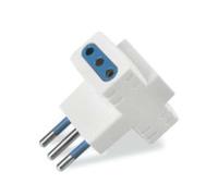 Scame azzurra - adattatore azzurra 2 poli + t-10 a 3 x 2 poli + t-10 a Bianco