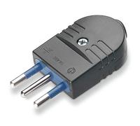 Scame azzurra - Spina con uscita assiale serie azzurra 2 poli + terra 10 A Nero