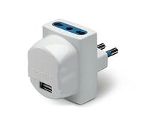 Scame Blueline - Adattatore/A USB + 2 Presa 2 poli + terra 16 A Bianco