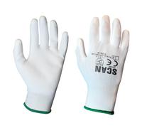 Scan Bianco Rivestita IN Similpelle Guanti - M (Misura 8) (Pacco 12)