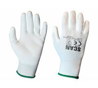 Scan Bianco Rivestita IN Similpelle Guanti - M (Misura 8) (Pacco 12)
