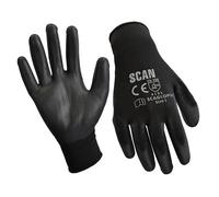 Scan Guanti da Lavoro con Rivestimento PU Nero - XL (10), 12 Paia
