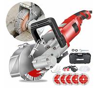 Scanalatrice Per Tracce Muro Con 5 Lame, 4000W Elettrico Scanalature Per Muro 360° Senza Polvere Scanalatore Tagliatrice, Larghezza Di Taglio 33mm / Profondità Di Taglio 40mm,Red125mm