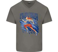 Scanalatura Ragazzi Corsa Marathon Cross Country da Uomo V-Neck Cotone T-Shirt