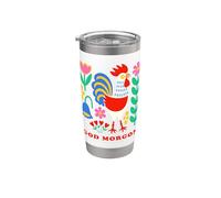Scandi Folk Art Gallo Dio Morgon Chicken Farm Bicchiere termico in acciaio inox doppia parete