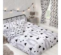 Scandi Orso Doppio Copripiumino e Federa Set + Tende Coordinate 137cm Goccia