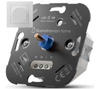Scandinavian home - Dimmer per lampade a LED, 3-300 W/VA, interruttore dimmer universale con sezione di fase, misura standard 55, dimmer LED da incasso, 230 V, regolatore rotativo, apertura bianco