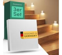 Scandinavian home Set di 3 luci LED per scale per interni ed esterni I Luminosità regolabile I IP65 230V 1W bianco caldo 3000K 125lm I Illuminazione per scale, lampada da incasso