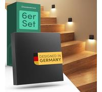 Scandinavian home Set di 6 luci LED per scale per interni ed esterni I Luminosità regolabile I IP65 230V 1W bianco caldo 3000K 125lm I Luce per scale, lampada da incasso