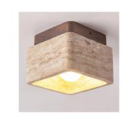 Scandinavian Simple Cream Style Ceiling Light Square Japanese Wabi-sabi Style Ceiling Light with Solid Wood Base Vintage B&B Entrance Balcony Aisle Co