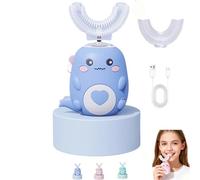 Scandinavian Smiles Kids Toothbrush, U-Shaped 360º Ultrasonic Toothbrush, U Shaped Toothbrushs kids, 2 Silicone Brush Head&3 Modes/LED Light/IPX7,Rechargeable (Blue,7-12years)