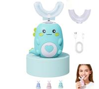 Scandinavian Smiles Kids Toothbrush, U-Shaped 360º Ultrasonic Toothbrush, U Shaped Toothbrushs kids, 2 Silicone Brush Head&3 Modes/LED Light/IPX7,Rechargeable (Green,2-6years)