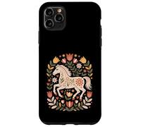 Scandinavo Folk Art Cavallo Floreale Boho Equestre Cottageco Custodia per iPhone 11 Pro Max