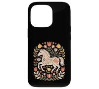 Scandinavo Folk Art Cavallo Floreale Boho Equestre Cottageco Custodia per iPhone 13 Pro