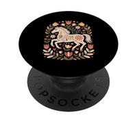 Scandinavo Folk Art Cavallo Floreale Boho Equestre Cottageco PopSockets PopGrip Adesivo