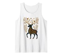 Scandinavo Folk Art Cervo Botanico Antler Canotta