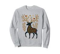 Scandinavo Folk Art Cervo Botanico Antler Felpa