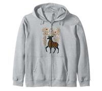 Scandinavo Folk Art Cervo Botanico Antler Felpa con Cappuccio