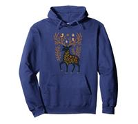 Scandinavo Folk Art Cervo Botanico Antler Felpa con Cappuccio