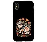 Scandinavo Folk Art Elephant Floral Boho Custodia per iPhone X/XS