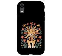 Scandinavo Folk Art Leone Floreale Criniera Giungla Sunshine Boho Custodia per iPhone XR