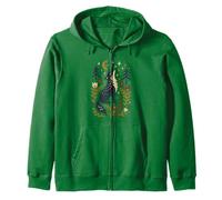 Scandinavo Folk Art Lupo Ululante Botanico Flore Felpa con Cappuccio