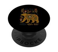 Scandinavo Folk Art Orso Botanico Floreale PopSockets PopGrip Adesivo