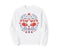 Scandinavo Folk Art Pattern Nordic Flowers Fox Felpa