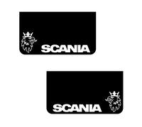 Scania Camion Hgv Parafanghi 36x64cm Liscio PVC Nero W/ Logo Bianco
