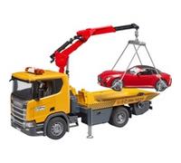 Bruder Scania Super 560R Bergingsvrachtwagen met sportwagen en licht en geluid