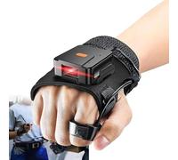 Scanner Codici A Barre Portatile, Scanner Codici QR con Guanto Indossabile, Scanner Codici A Barre Ad Anello Indossabile con Guanto 1D E 2D, Batteria 1600Mah, per Controllo Merci Sfuse,Black