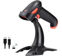 Scanner di codici a barre QR 2D 1D wireless Tera con supporto, 3 in 1 compatibile con Bluetooth e lettore di codici a barre wireless a 2,4 GHz e USB cablato Lettore di codici a barre portatile HW0001