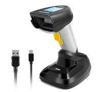 Scanner per codici a barre 2D wireless, scanner di codici a barre palmare scanner per codici a barre con base 2 in 1 connessione USB cablata e lettore di codici a barre automatico a matrice di dati