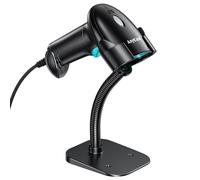 Scanner per codici a barre con supporto, scanner di codici QR 2D 1D con cavo USB, compatibile con computer POS MAC con scansione automatica, lettore di codici a barre portatile per biblioteche e