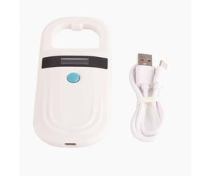 Scanner ricaricabile per microchip di animali domestici, ideale per targhette e etichette di identificazione, lettore portatile con display chiaro.