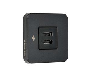 SCANSTRUT TILE - Doppia presa di ricarica USB-C con abbellimento nero, per in...