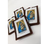 Scapolare Madonna del Carmelo e Sacro Cuore di Gesù. Grandi. 9,5 x 7,5 cm