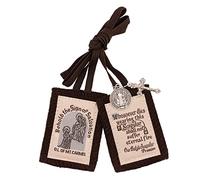 Scapolare marrone fatto a mano con San Benedetto e Crocifisso Pendenti | Accessorio devozionale cattolico | Grande regalo cristiano per la prima comunione e cresima | Made in USA