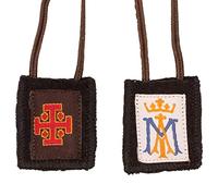 Scapolare marrone tradizionale | Iniziali di Maria e Croce Rossa potente design | Devozionale indossabile cristiano | Grande regalo cattolico per la prima comunione e cresima