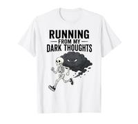 Scappando dai Miei pensieri oscuri Skeleton Runner Humor Gotico Maglietta