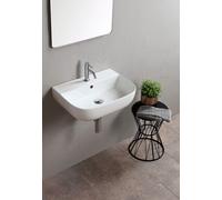 SCARABEO - GLAM 55/S lavabo in ceramica d'appoggio o sospeso 55x42cm [bianco lucido] - 1811