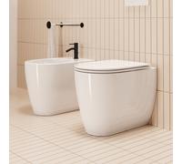 Scarabeo Glam coppia sanitari - bidet e WC pavimento con sistema TWIST, 5205TW+5535B+5206, Glam bianco [WC > Set WC / Bidet]