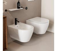Scarabeo Glam coppia sanitari - bidet e WC sospeso con sistema TWIST, 5203TWBK+5535B+5204BK, Glam bianco [WC > Set WC / Bidet]
