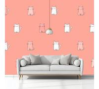 Scarabocchi Di Gatti Disegnati A Mano Carta da Parati In Tessuti non Tessuti 400 x 280 cm Murali, Rosa Fotomurale Murale, Soggiorno Camera da Letto Cameretta Dei Bambini Decorazione
