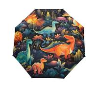 Scarabocchiare Il Cucciolo Di Dinosauro Della Giungla Ombrello Pieghevole Automatico Ombrelli Antivento Protezione UV da Viaggio per Bambini Ragazzi Ragazze