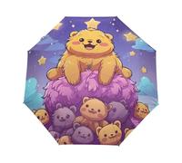 Scarabocchiare Il Cucciolo Di Orsetto Animale Ombrello Pieghevole Automatico Ombrelli Antivento Protezione UV da Viaggio per Bambini Ragazzi Ragazze