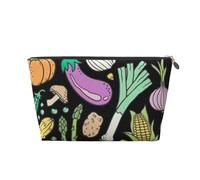 Scarabocchio Dell'alimento Delle Verdure Su Buio, Borsa da toilette Borsa per trucco Borsa per cosmetici Borsa da toilette da viaggio portatile