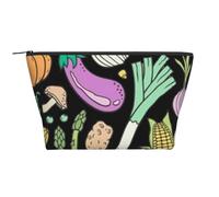 Scarabocchio Dell'alimento Delle Verdure Su Buio, Borsa da toilette Borsa per trucco Borsa per cosmetici Borsa da toilette da viaggio portatile
