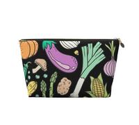 Scarabocchio Dell'alimento Delle Verdure Su Buio, Borsa per il trucco Borsa per cosmetici Borsa da toilette da viaggio portatile Borsa da toilette